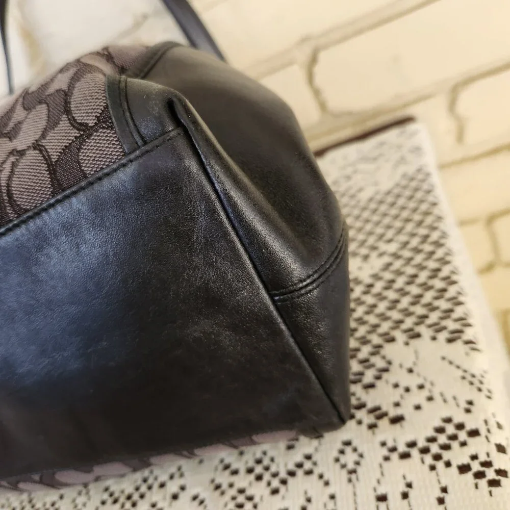 Euc Coach Edie Signature Jacquard Black Shoulder Bag Purse